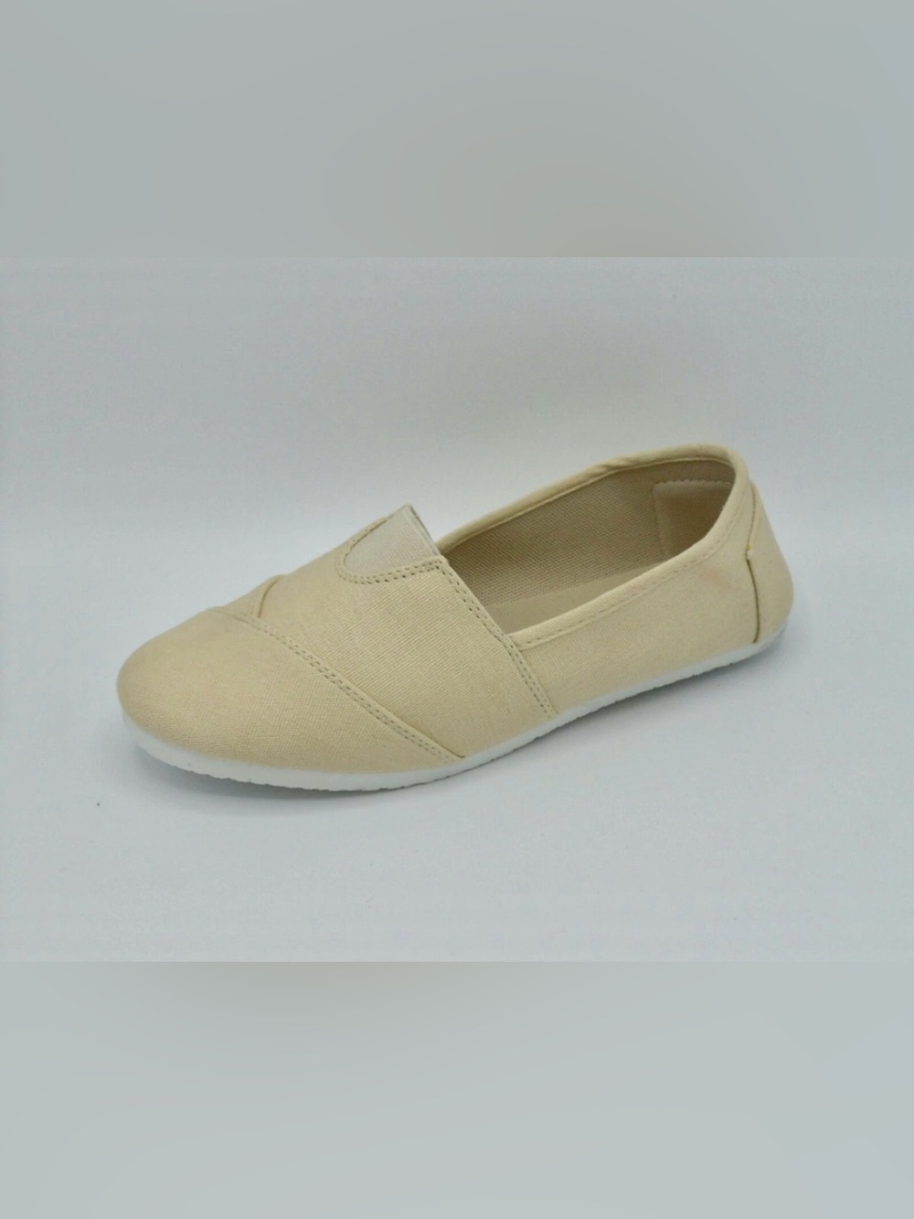 Brand New Classic Women's Slip-On Canvas Flat in Beige 8